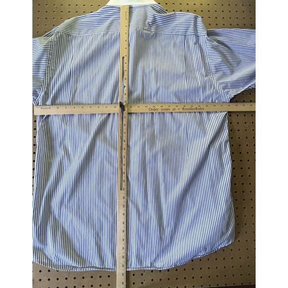 Gitman Bros Contrast Dress Shirt USA Made Striped Blue Size 17/33 Men MINT - Picture 5 of 8